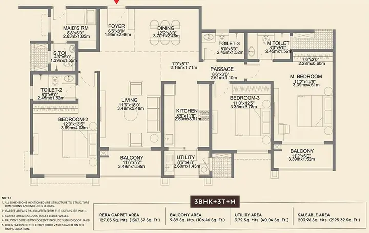 Godrej Aveline 3 BHK plus maid 2195 sqft floor plan