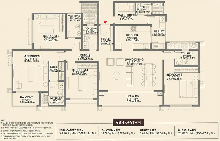 Godrej Aveline 4 BHK plus maid 2506 sqft floor plan